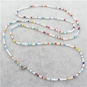 Glass Seed Beaded Necklace, multicolor, approx 2mm, 82cm length [BR10697]