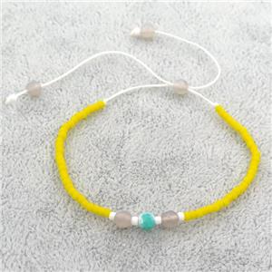 yellow Glass Seed Beaded Bracelet, adjustable, approx 2mm, 4mm [BR10704]