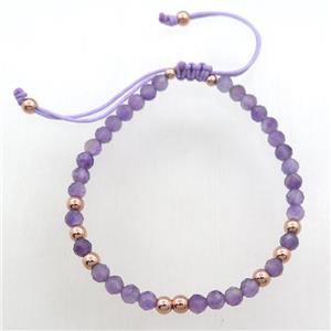 purple Amethyst Bracelets, adjustable, approx 4mm, 50mm dia [BR10716]