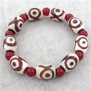 Tibetan Agate Beads Bracelet, stretchy, approx 12-16mm [BR10723]