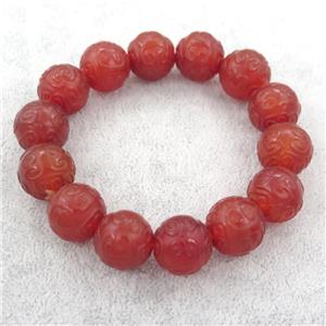 red carnelian agate bracelet, stretchy, approx 16mm [BR10737]