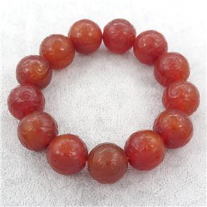 red carnelian agate bracelet, stretchy, approx 18mm [BR10738]