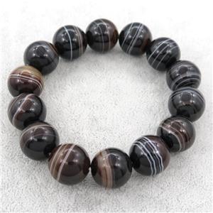 deepcoffee striped agate beaded Bracelet, stretchy, approx 16mm [BR10741]
