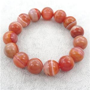 red Striped Agate Bracelet, stretchy, approx 14mm [BR10744]