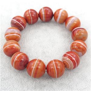 red Striped Agate Bracelet, stretchy, approx 18mm [BR10745]