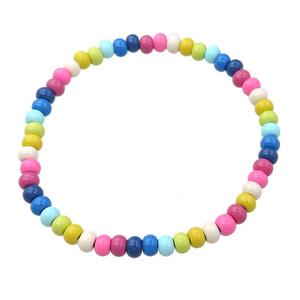 alloy Bracelets, multicolor, enameled, stretchy, approx 5mm, 50mm dia [BR10746]