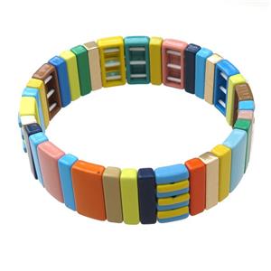alloy Bracelets, enameled, multicolor, stretchy, approx 16mm, 50mm dia [BR10750]