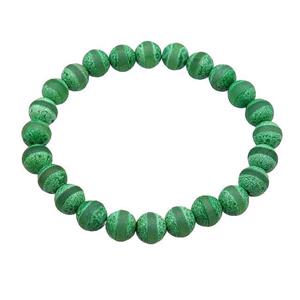 green stretchy Tibetan Agate Bracelet round, approx 8mm dia [BR10756]