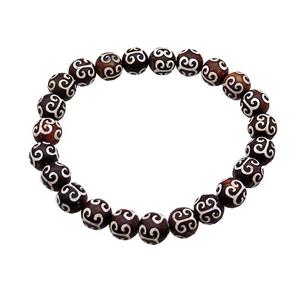 stretchy Tibetan Agate Bracelet round, approx 8mm dia [BR10758]