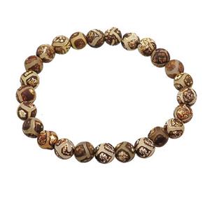 stretchy Tibetan Agate bracelet football round, approx 8mm dia [BR10768]