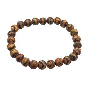 Tibetan Agate bracelet stretchy round, approx 8mm dia [BR10769]