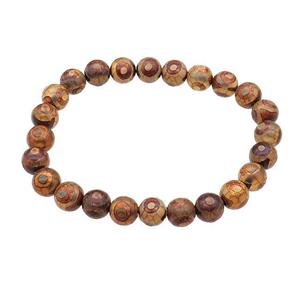 stretchy Tibetan Agate bracelets Evil round, approx 8mm dia [BR10770]