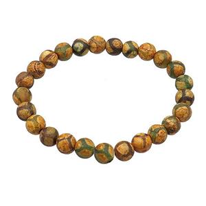 stretchy Tibetan Agate bracelets football round, approx 8mm dia [BR10771]