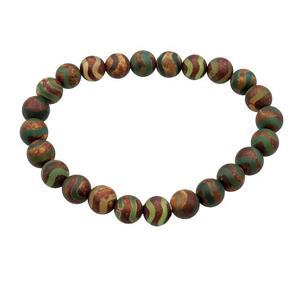 stretchy Tibetan Agate bracelets wave round, approx 8mm dia [BR10772]