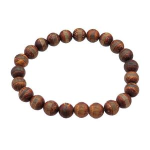 stretchy Tibetan Agate bracelet line round, approx 8mm dia [BR10773]