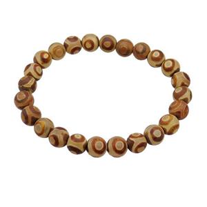 stretchy Tibetan Agate bracelet line round, approx 8mm dia [BR10775]