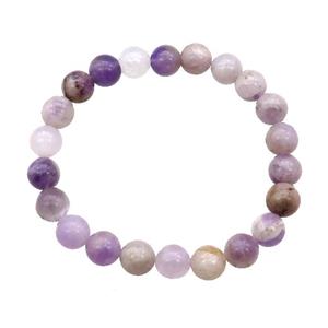 Purple Chalcedony Bracelet Stretchy Round, approx 8mm dia [BR10796]