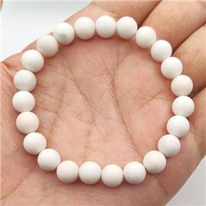 White Ivory Jasper Beads Stretchy Round, approx 8mm dia [BR10803]