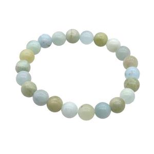 Multicolor Aquamarine Bracelet Stretchy Round, approx 8mm dia [BR10804]