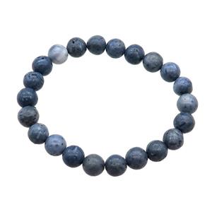 Blue Coral Fossil Bracelet Stretchy Round, approx 8mm dia [BR10810]