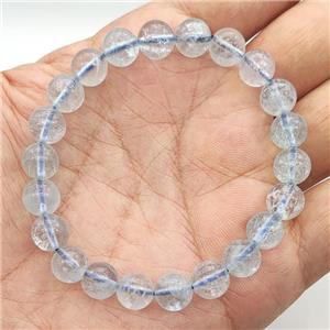 Lt.Blue Aquamarine Bracelet Stretchy Round, approx 8mm dia [BR10827]