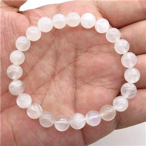 White MoonStone Bracelet Stretchy Round, approx 8mm dia [BR10830]