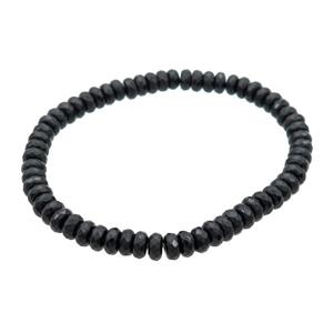 Black Onyx Agate Bracelet Rondelle Stretchy, approx 4x6mm [BR10839]