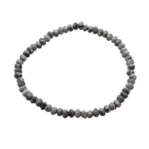 Gray Map Jasper Bracelet Stretchy, approx 4mm [BR10854]