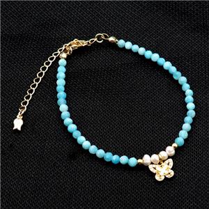 Green Amazonite Bracelet With Pearl, approx 7-9mm, 3.5-4mm, 17-22cm length [BR10873]