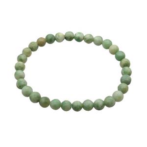 New Mountain Jade Bracelet Stretchy Green, approx 6mm dia [BR10911]