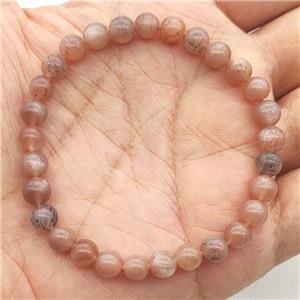 Natural Peach Moonstone Bracelet Round, approx 6mm dia [BR10931]