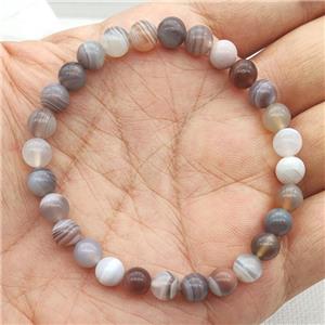 Natural Botswana Agate Bracelet Stretchy Round, approx 6mm dia [BR10932]