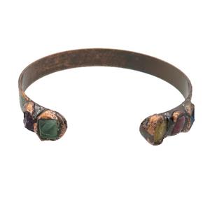 Copper Bangle Pave Gemstone Antique Red, approx 10mm, 50mm dia [BR10938]