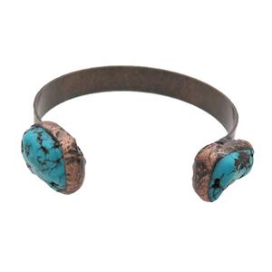 Copper Bangle Pave Turquoise Antique Red, approx 20mm, 60mm dia [BR10939]
