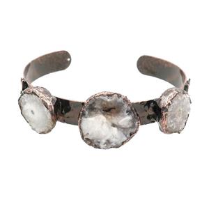 Copper Bangle Pave Quartz Druzy Antique Red, approx 16-20mm, 50-60mm [BR10940]