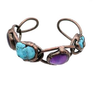 Copper Bangle Pave Gmestone Antique Red, approx 18-20mm, 50mm [BR10941]