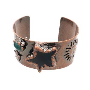 Copper Bangle Pave Gemstone Antique Red Star, approx 35mm, 50-60mm [BR10942]