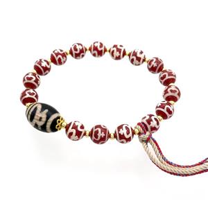 Tibetan Agate Bracelets With Tassel Stretchy, approx 8mm, 10-14mm [BR10951]