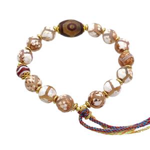 Tibetan Agate Bracelets With Tassel Stretchy, approx 10mm, 12-16mm [BR10955]