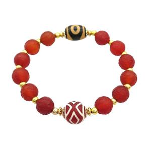 Tibetan Agate Bracelets Red Stretchy, approx 10mm, 10-14mm, 12mm [BR10963]