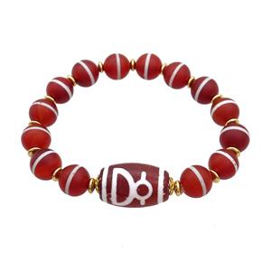 Tibetan Agate Bracelets Red Stretchy, approx 10mm, 14-22mm [BR10964]