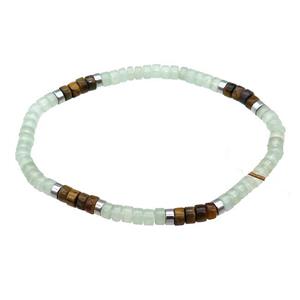 Green Aventurine Bracelet Tiger Eye Stone Stretchy, approx 4mm [BR10982]