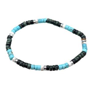 Blue Magnesite Bracelet With Kambaba Jasper Howlite Stretchy, approx 4mm [BR10985]
