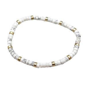 White Howlite Bracelet Stretchy, approx 4mm [BR10990]