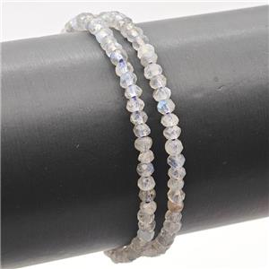 Natural Labradorite Bracelet Faceted Rondelle Stretchy, approx 3x4mm [BR11022]