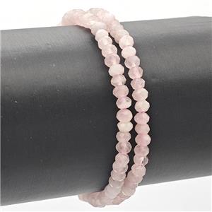 Natural Pink Rose Quartz Bracelet Faceted Rondelle Stretchy, approx 3x4mm [BR11023]
