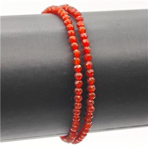 Natural Red Agate Bracelet Dye Faceted Round Stretchy, approx 3-3.5mm [BR11025]