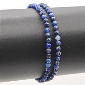 Natural Blue Lapis Lazuli Bracelet Faceted Round Stretchy, approx 3-3.5mm [BR11026]