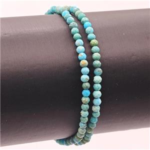 Natural Chinese Turquoise Bracelet Faceted Round Stretchy, approx 3-3.5mm [BR11029]