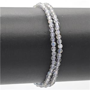 Natural Labradorite Bracelet Faceted Round Stretchy, approx 3-3.5mm [BR11035]